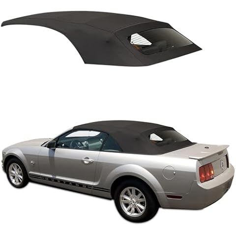 Sierra Auto Tops Replacement Convertible Soft Top with Heated Glass Window, fits Ford Mustang, Shelby, and GT500 Models 2005-2014, Premium Grade Sailcloth Vinyl, Black Cover