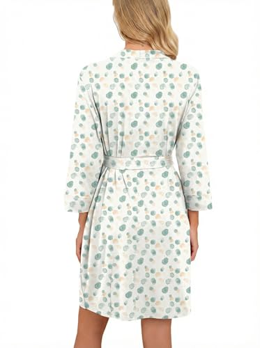 Image of PrinStory Womens Robe Lightweight Short Knit Bathrobe Soft Ladies Sleepwear with Pockets