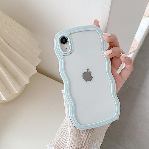 Coque iPhone XS Max fine contre les rayures design vague bleu clair