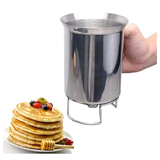 Stainless-Steel Pancake Batter Dispenser Handheld Pancake Batter Dispenser - 900ML Professional Batter Funnel Kitchen Tool for Baking Cake Cupcakes Crepes Waffles Pancake