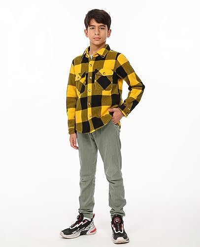 Image of ThCreasa Boys Sherpa Lined Plaid Button Shirt Jacket