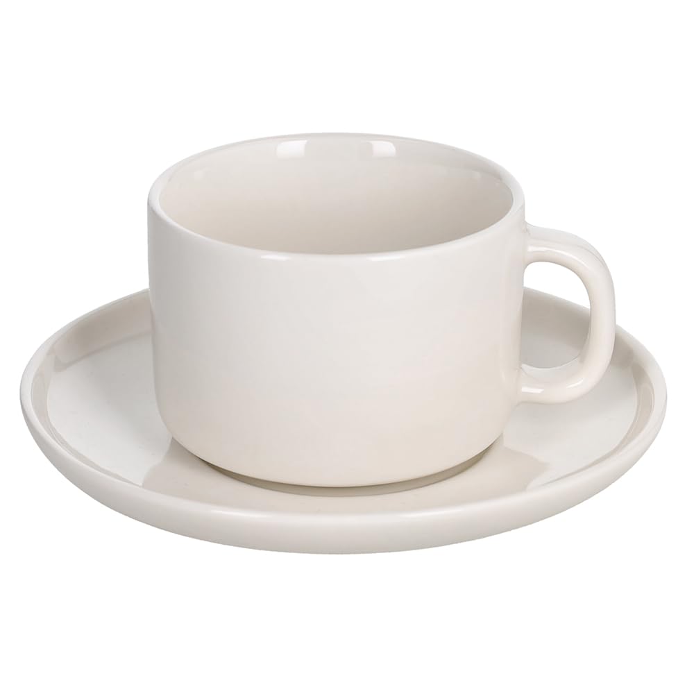 Tognana Edge, coffret de 6 tasses à café avec soucoupe 90 ml, New Bone China, blanc