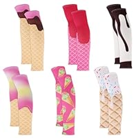 Mikovivi 6 Paar Kompressions Armstulpen mit Eiscreme Motiv, Sonnenschutz Ärmel Baseball Jugend Baseball Ärmel Atmungsaktiv Kühlend für Kinder Sport Fußball Golfspieler