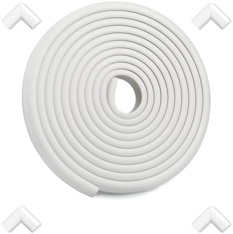 Corner Edge Safety Protector, Soft Foam Strip Baby Proofing Guards(12.5ft Edge+4corners,Beige), 3M Adhesive for Table, Furniture, Sharp Edges Protection. Bumper Guards