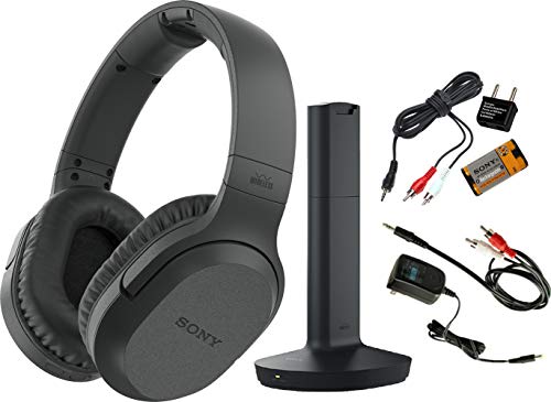 Sony Wireless RF Headphones, Zonoz 6FT Stereo Audio Y Cable Splitter & Worldwide Voltage 110V/220V AC Adapter, Zonoz International Two-Prong Round Pin Plug Adapter (Bundle)