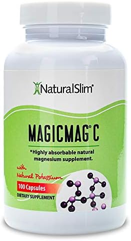 NaturalSlim MagicMag C Magnesium Citrate Capsules – Magnesium Supplement with Natural Potassium | Sleep Support, Heart Health, and Muscle Cramp Relief | Gluten-Free, 100 Capsules (1 Pack)