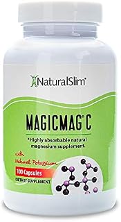 NaturalSlim Anti Stress Magnesium Capsules - Pure Magnesium Citrate Plus Potassium - Natural