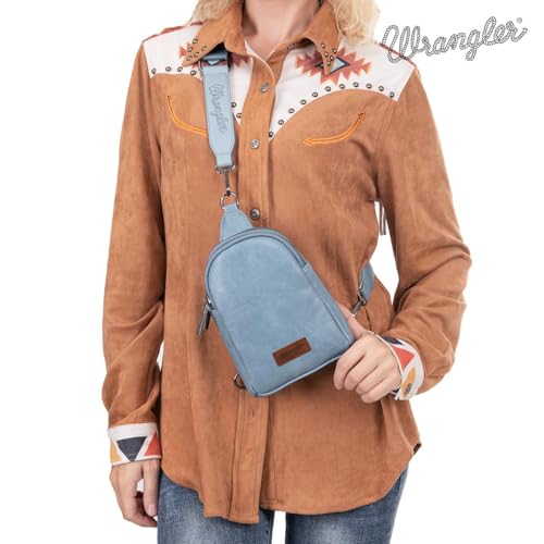 Image of Wrangler Small Sling Bag for Women, Leather Crossbody Bags Cross Body Purse Fanny Packs with Adjustable Strap for Gift