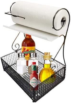 Miniatura 3 de Soporte de toalla de papel de metal versátil para interiores y exteriores de 17.5 pulgadas con cesta