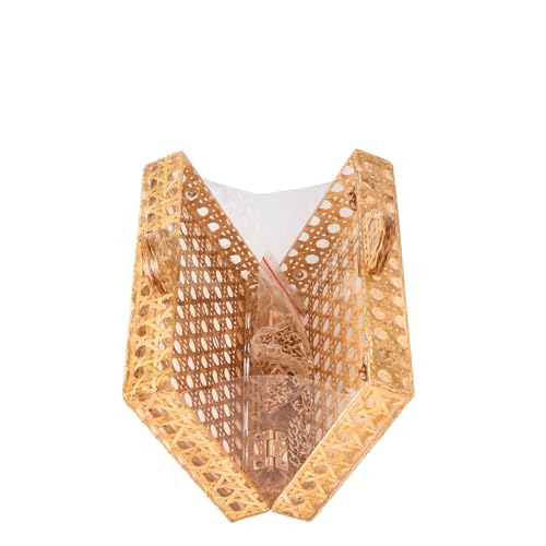 Image of RomanticDesign Women Acrylic Handbag Rattan Woven Pattern Square Box Crossbody Handbag Shoulder Bag Chain Purse