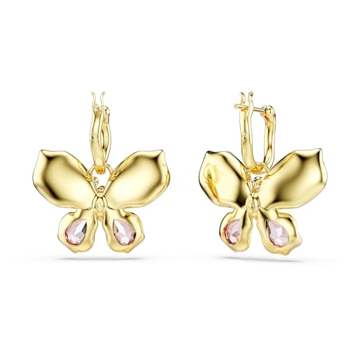 Swarovski Idyllia drop earrings, Mixed cuts, Pavé, Butterfly, Multicolored, Mixed metal finish4