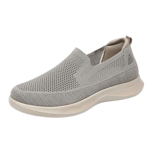 Zapatillas deportivas para hombre y mujer, transpirables, de punto, ligeras, informales, cómodas, para el ocio diario y viajes relajantes de fin de semana, Khaki, 39 EU