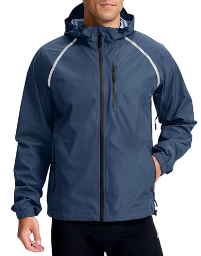 Image of Bikewa Men's Cycling Rain Jackets Waterproof Running Bike Windbreaker Lightweight Packable Hooded Jacket