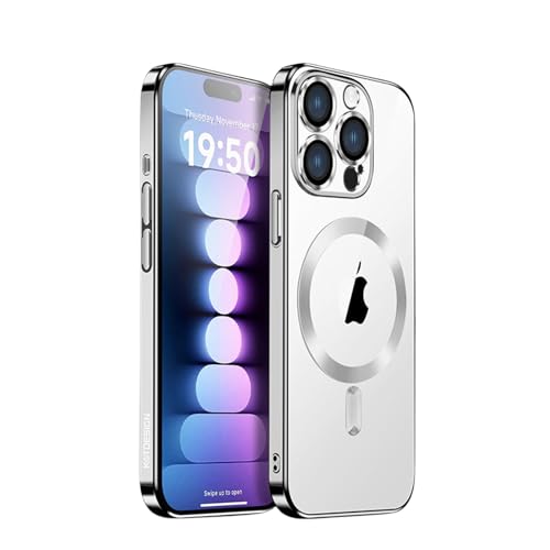 Coque iPhone 15 Pro Max transparente MagSafe et antichoc argent