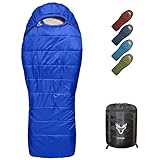 Azitrek 0 Degree Camping Sleeping Bags Mummy for Adults Youth | XXL Big and Tall 3-4 Season Warm Cool Winter Cold Weather Sleeping Bag w. Compression Sack | Side Sleeper Friendly (Lake Tahoe Blue)