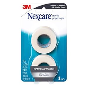 Nexcare Gentle Paper Tape, Medical Paper Tape, Secures Dressings and Lifts Away Gently – 1 In x 10 Yds, 2 Rolls of Tape