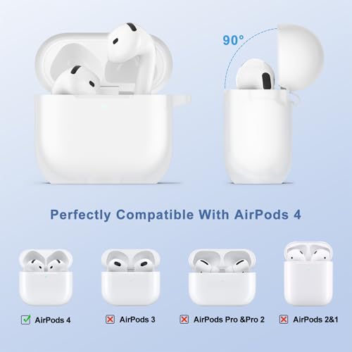 Image of Tobfit Case for AirPods 4 Case Cover 2024 with Lanyard & Keychain, Soft Silicone Protective Case for Apple AirPods 4th Generation, Full Protection, Support Wireless Charging - Transparent