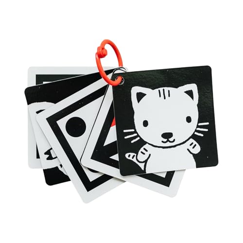 Image of Black and White Baby Toy, Tummy Time Toys, High Contrast Montessori Flashcards with Stroller Clip, Set of 6, Easy to Clean, Wipeable Pages, Infant and Baby Toys 0-6 Months, Non-Toxic