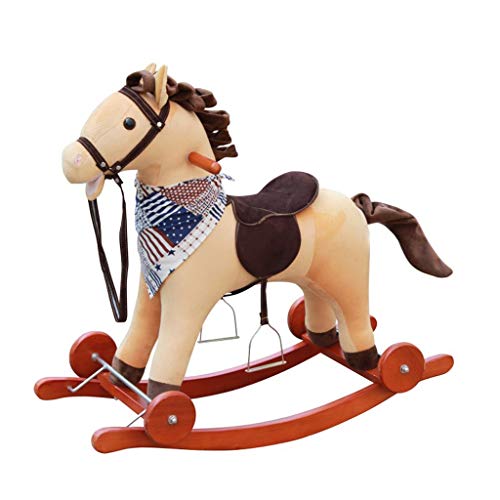 Schaukelpferd QIQIDEDIAN, Holzpferd, festes, Baby, kleines Holzpferd, Rad mit Doppelnutzung, Spielzeuggeschenk