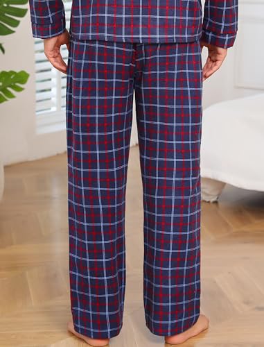 ENJOYNIGHT Mens Flannel Pajama Pants 100% Cotton Lounge Bottoms Plaid Pjs4