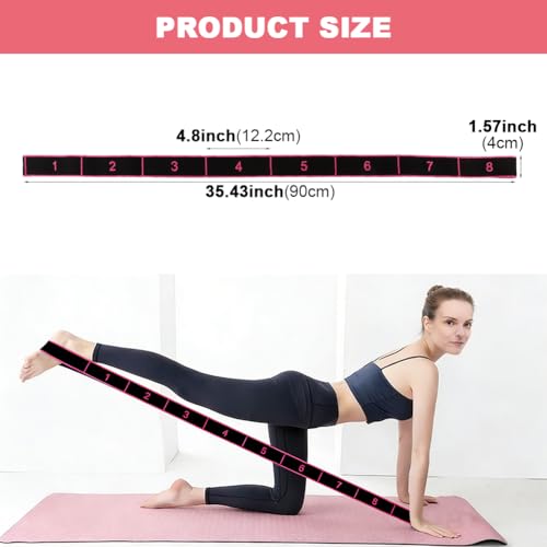 Fitness Resistance Band for Stretching and Yoga, 8-Section Elastic Training Bands, Number Stretch Resistance Band with Clear Markings for Home Gym Training(Rose Red) - image 2