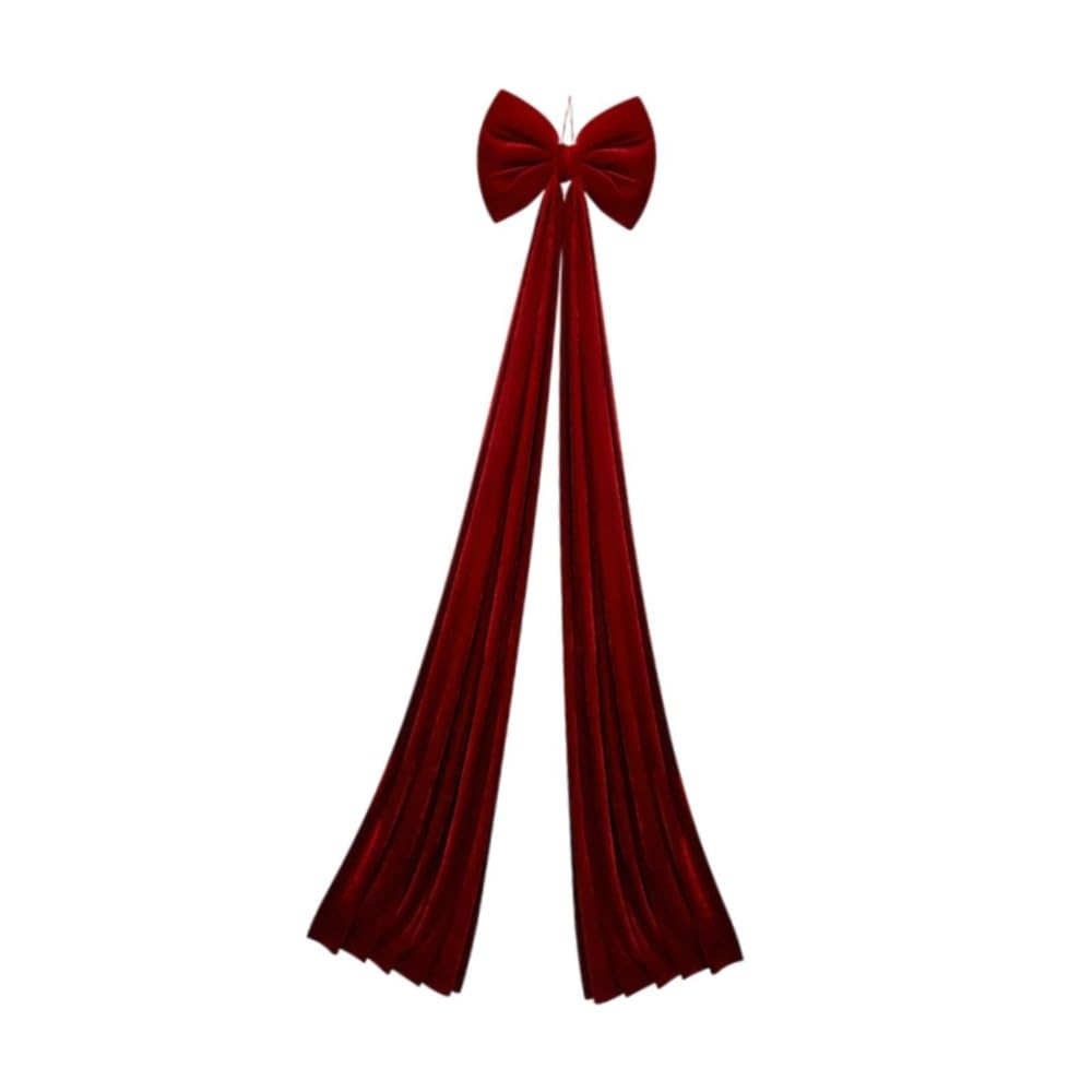 Grande fiocco natalizio, punta per albero di Natale, fiocco, porta di casa, per interni ed esterni, decorazione per feste, vacanze, decorazioni natalizie in velluto (rosso vinaccia)