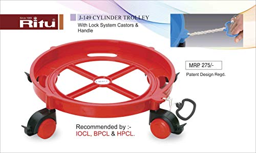 Image of RITU Plastic Cylinder Trolley - Multicolor, Heavy -Duty, Lightweight, Easy Mobility with 360 Rotating Wheels for LPG Gas Cylinder, Durable Kitchen Utility Stand for Home Use
