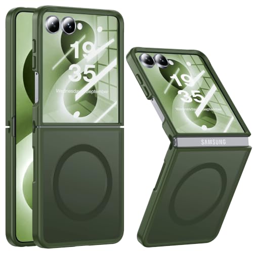 Image of NO.1 Magnetic for Samsung Galaxy Z Flip 8 Case with MagSafe | [Military Grade Drop Tested][Translucent Matte][Anti-Fingerprint] Soft Silicone Bumper for Samsung Flip 8 Case Slim,Green