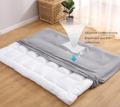 EFELIM Capa de colchão futon japonesa dobrável para colchão casal Queen King de algodão com zíper em