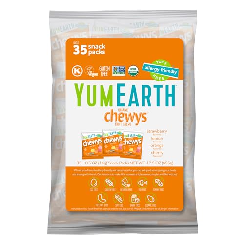 Image of YumEarth Organic Chewys Fruit Flavored Candy Chews, 0.5oz (Pack of 35)