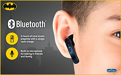 Ekids Batman Bluetooth Earbuds With Microphone, Kids Wireless Earbuds With Charging Case For Ear Buds, For Fans Of Batman Gifts And Merchandise #TOP5
