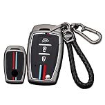 ontto Alloy Flip Car key fob cover case Fit for SsangYong Tivoli Korando Musso Grand Rexton Actyon Sports Torres Kyron 2 Sanka Smart Key Shell Holder keyring keychain Accessories 3 buttons Black B