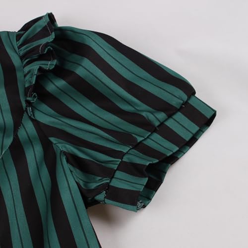IWEMEK Black White Striped Dress for Women Short Sleeve 1950s Dresses for Women Tea Party Dress Rockabilly 1960s 50s Dresses4