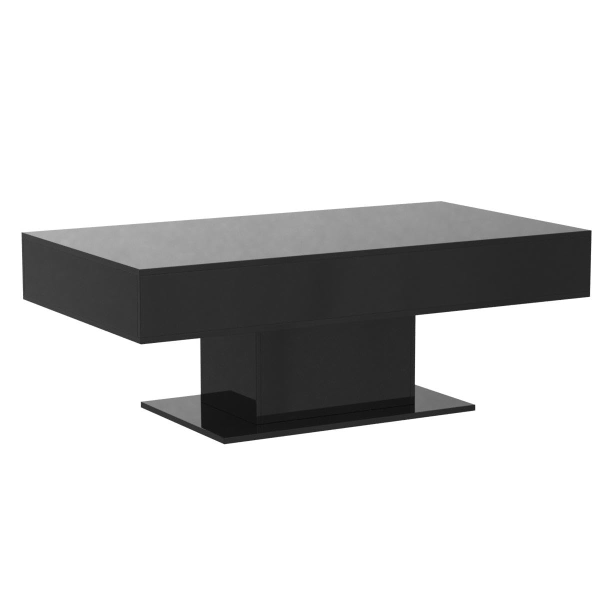 [en.casa] Couchtisch Lünen Wohnzimmertisch mit Stauraum Truhentisch Sofatisch mit ausziehbarer Tischplatte rechteckig 2 Staufächer 40 x 110 x 60 cm Schwarz Hochglanz