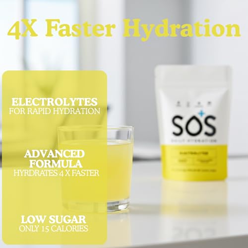 Image of SOS Hydration Electrolyte Powder Drink Mix | Low Sugar | Rapid Rehydration | Keto Friendly | Lemon
