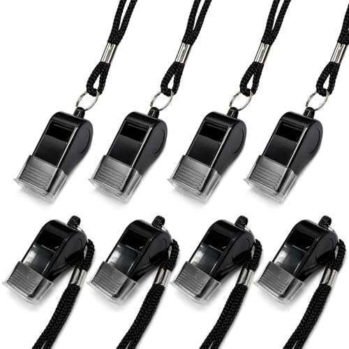 8 silbatos deportivos negros con cordón y agarre cómodo miniatura 1