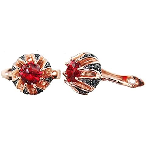 VPKJewelry Women's Russian Real 925 Sterling Silver Rose Gold Earring Earrings Ruby Black CZ Best gifts for Ladies (ruby) Cover