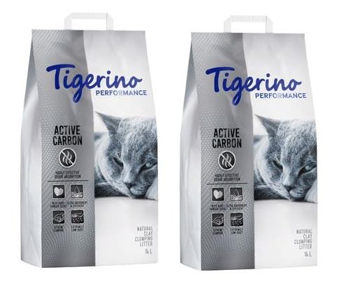 Tigerino Performance Active Carbon Katzenstreu | Babypuderduft (2x14L) Tigerino Performance Active Carbon Katzenstreu | Babypuderduft (2x14L)