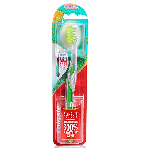 Colgate Slim Soft Advanced, Ultra Soft Manual Toothbrush for Adult, Multi Colour - 1 Count (Pack of 1) Black