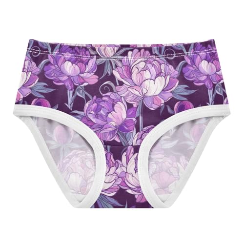Joisal Cotton Girls Underwear Toddlers Peony Flowers Purple Aesthetic Little Girl Panties Aesthetic Briefs Undies Kids 2t