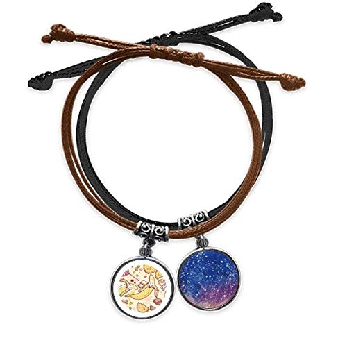 Pulsera de plátano multicolor en cuerda y cuero para paseos veraniegos y looks casuales