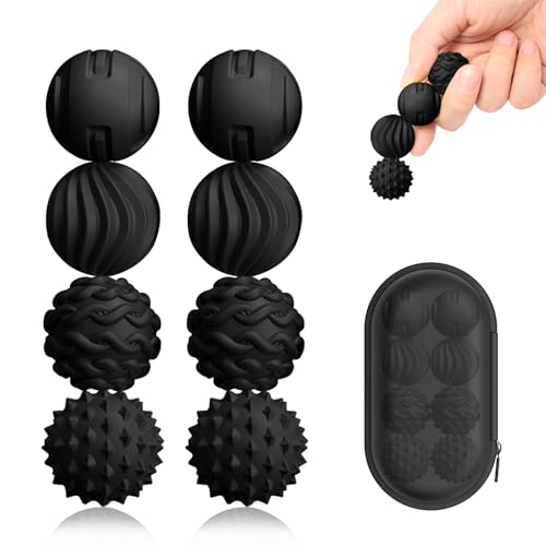 Maireien Silicone Magnetic Sensory Balls Fidget Toys - 8 Pack Silent Office Desk Stress Balls, Stress Relief Toys for Adults and Teens(14+), Suitable for Autism, ADHD, and Anxiety (Black )
