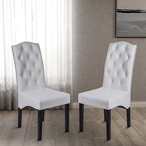 Merax Dining PU Chair with Solid Wood Legs, 18.11" L x 24.01"W x