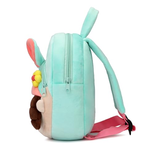 Cute Toddler Backpack Plush Animal Cartoon Mini Travel Daycare Bag for Baby Girl Boy 2-6 Years (Girl Green)2