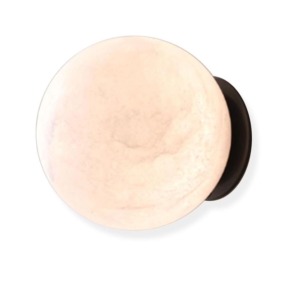 HUAYUSEDF French Simple Style Round Wall Sconce, Creative Single-Head Light, G9 Base Marble Lamp Shade, Bedside Entryway Entrance Wall-Mounted Decorative Lighting Fixtures
