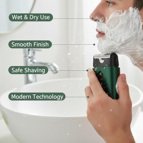 Image of Ultra-Thin Electric Shaver for Men - Rechargeable Beard Trimmer & Foil Face Razor with Reciprocating Blade, USB Charging Portable Grooming Device for Home, Office & Travel
