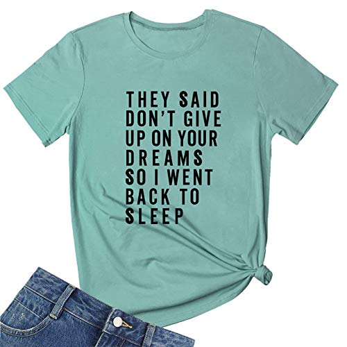 BLACKMYTH Women Graphic Tees Cute Casual T Shirts Light Green X-Large