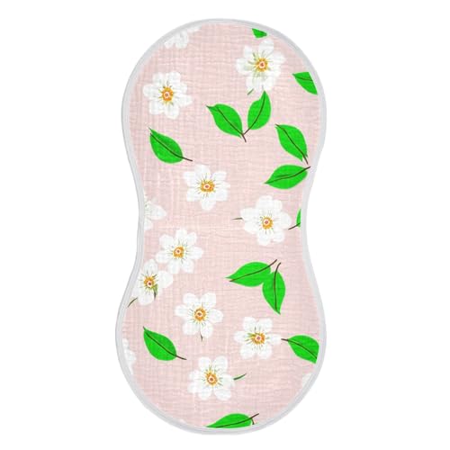2 Pack Baby Burp Cloths, Soft Absorbent Burping Cloths for Babies, Cotton Milk Spit Up Rags, Large Size for Newborns, Baby Boys and Girls (White Floral Pattern)2