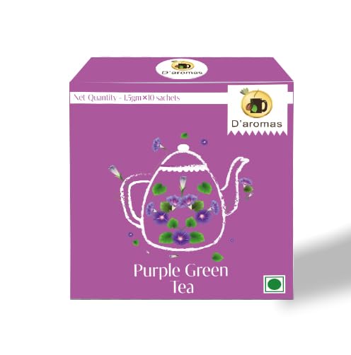 D'aromas Purple Tea Bags | Rare Butterfly Pea Flowers Infusion | Smooth Taste & Floral Notes | Wellness Herbal Tea | 10 Tea Bags (1.5g Each) | D'aromas Herbal Tea