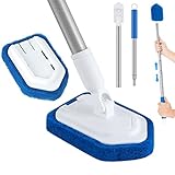 Tub Shower Scrubber for Cleaning with Long Handle, Wihxd Extendable Tub and Tile Scrubber with 2...